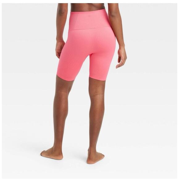 All in Motion High Rise Seamless Rib Bike Shorts 6" Red Women's Size Small NWT - Picture 3 of 6